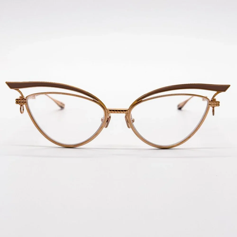 NEW VALENTINO GLASSLINER VLX-118F EYEGLASSES CAT EYE GOLD EYEWEAR WITH CHAIN